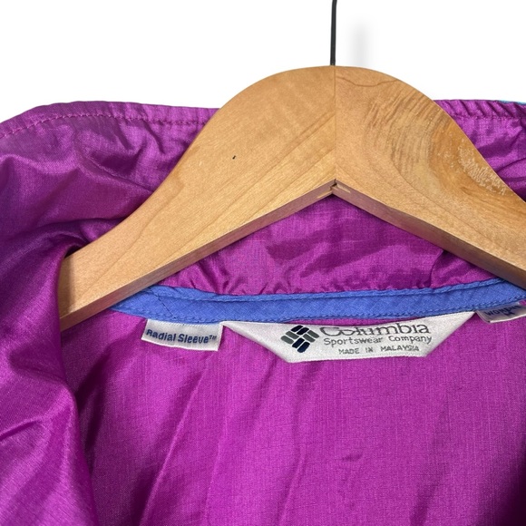 Columbia VTG 90s Columbia Windbreaker Nylon Radial Medium Purple Blue Colorblock - Picture 5 of 8